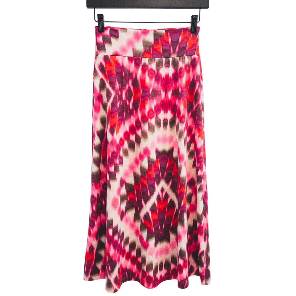 by & by GIRL Skirt Girls M 10-12 Hot Pink Ikat Print Maxi Stretch Kids Fashion